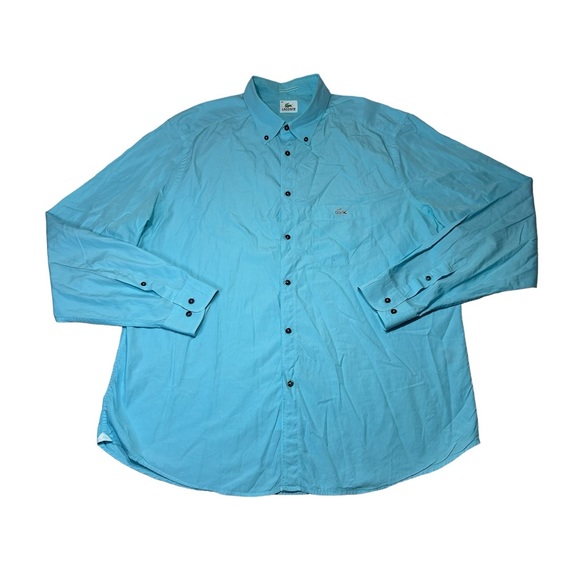 Lacoste Other - LACOSTE Mens Long Sleeve Button Down Shirt Aqua Blue Size 45 / XXL US